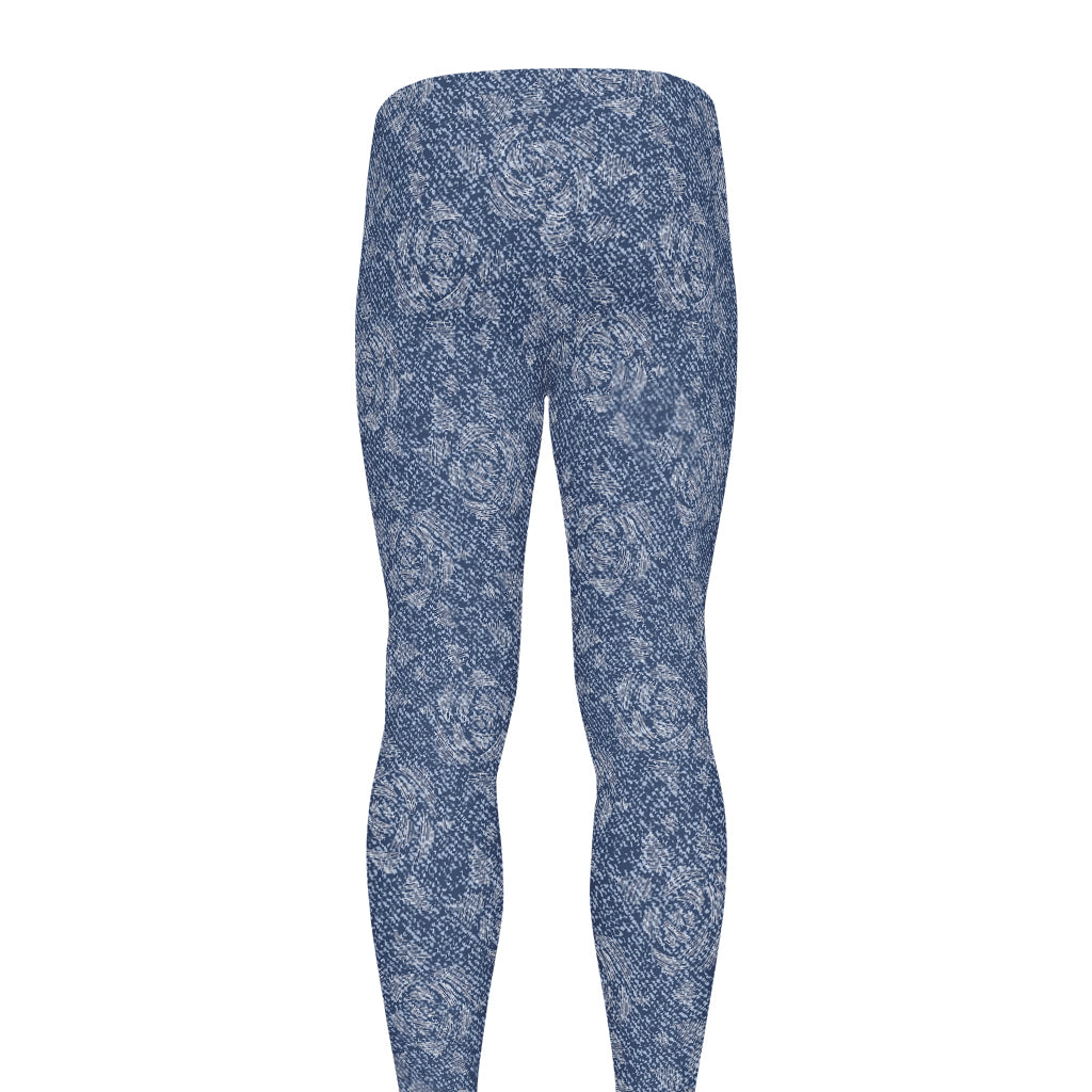 Rose Denim Jeans Pattern Print Men's leggings