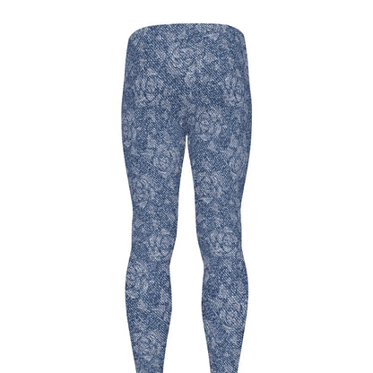 Rose Denim Jeans Pattern Print Men's leggings