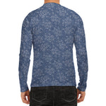 Rose Denim Jeans Pattern Print Men's Long Sleeve Rash Guard