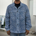 Rose Denim Jeans Pattern Print Men's Shirt Jacket