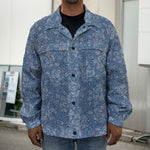 Rose Denim Jeans Pattern Print Men's Shirt Jacket