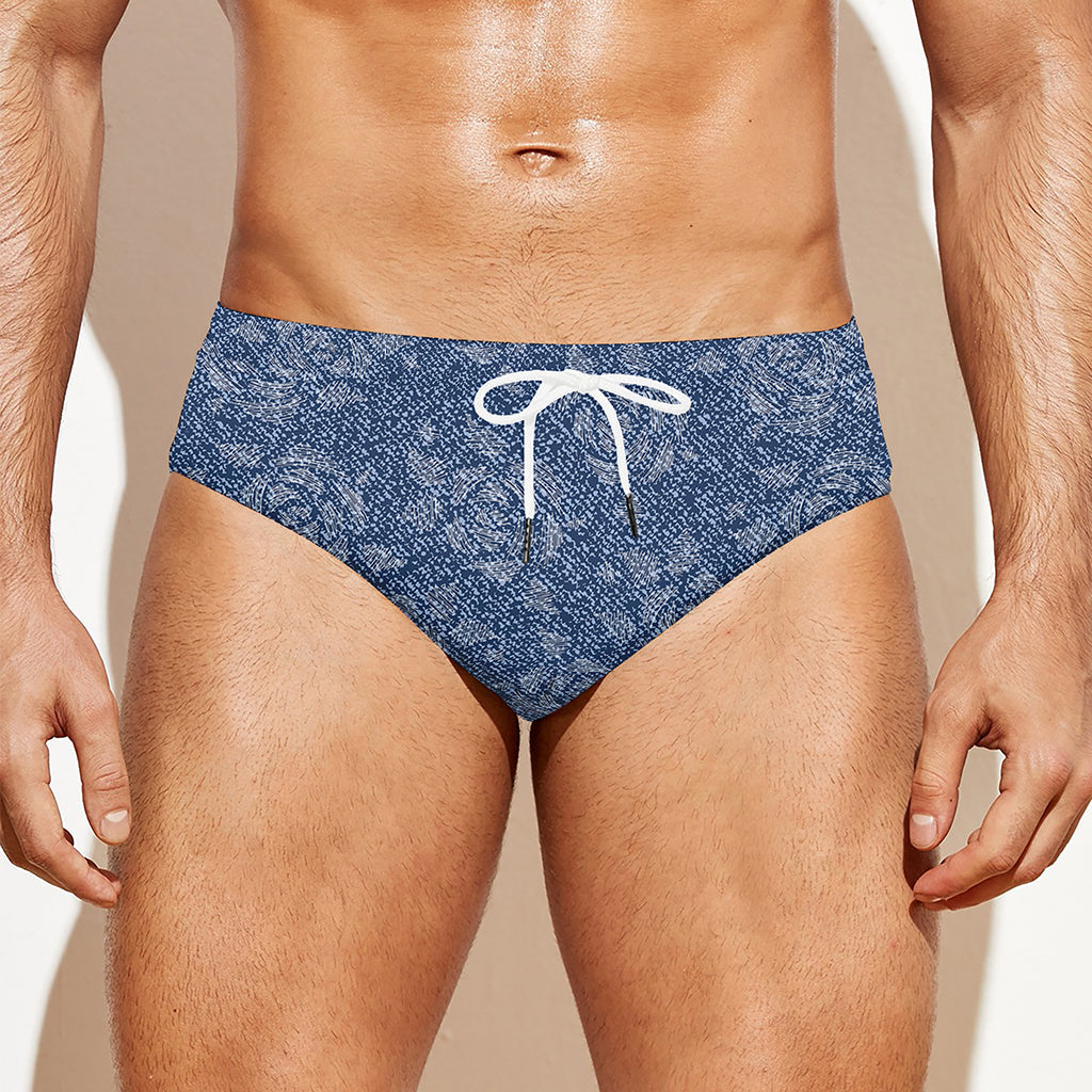 Rose Denim Jeans Pattern Print Men's Swim Briefs