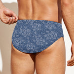 Rose Denim Jeans Pattern Print Men's Swim Briefs
