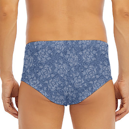 Rose Denim Jeans Pattern Print Men's Triangle Swim Briefs