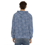 Rose Denim Jeans Pattern Print Men's Velvet Pullover Hoodie