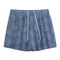 Rose Denim Jeans Pattern Print Mesh Shorts
