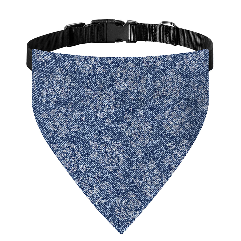 Rose Denim Jeans Pattern Print Over The Collar Dog Bandana