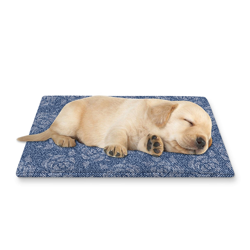 Rose Denim Jeans Pattern Print Pet Cooling Mat Cover