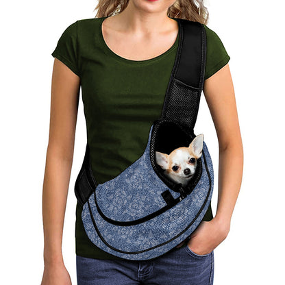 Rose Denim Jeans Pattern Print Pet Sling Carrier