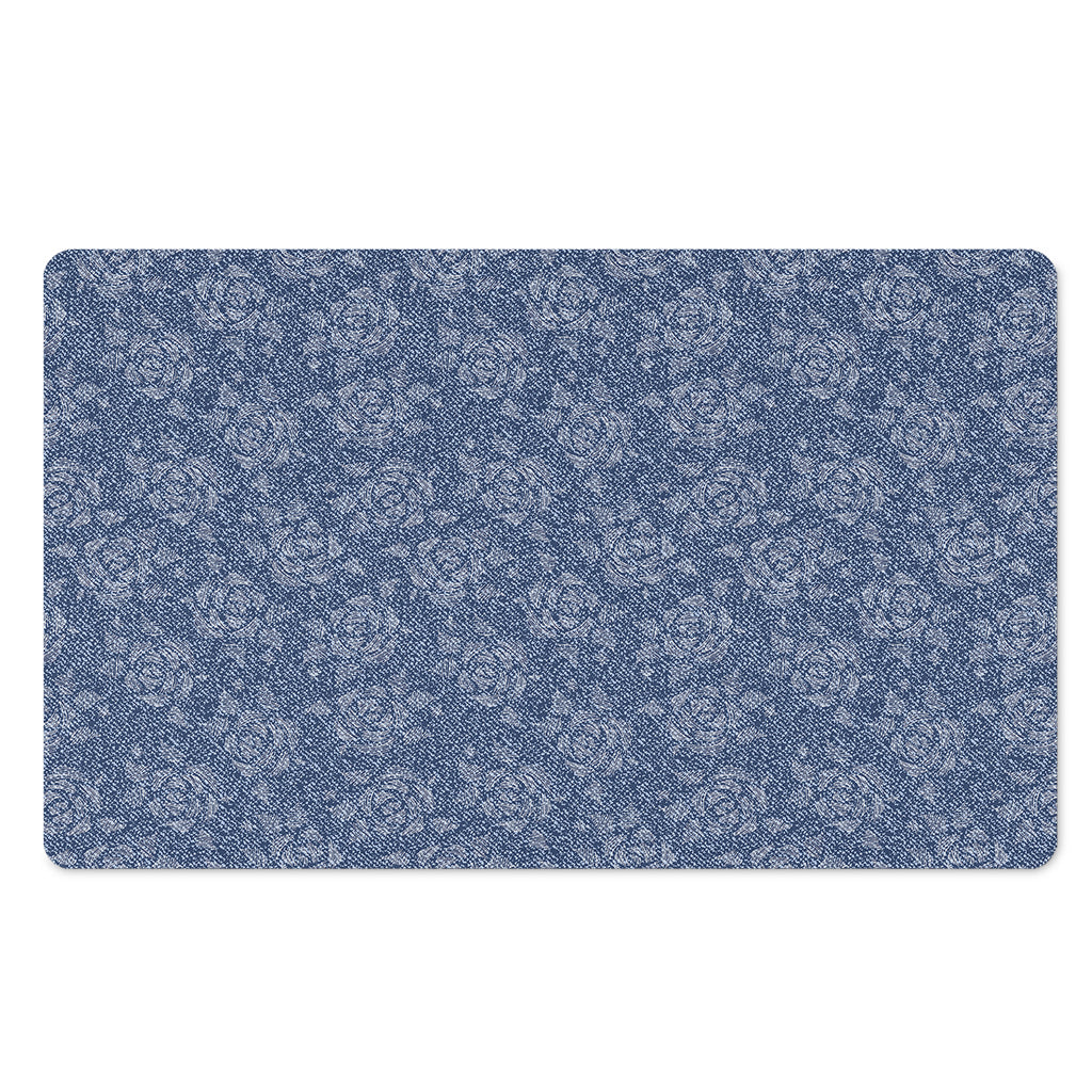 Rose Denim Jeans Pattern Print Polyester Doormat