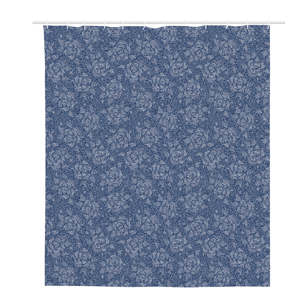 Rose Denim Jeans Pattern Print Polyester Shower Curtain