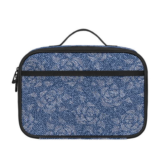 Rose Denim Jeans Pattern Print Portable Lunch Bag
