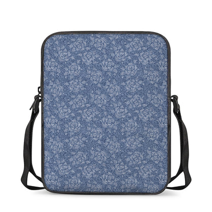 Rose Denim Jeans Pattern Print Rectangular Crossbody Bag