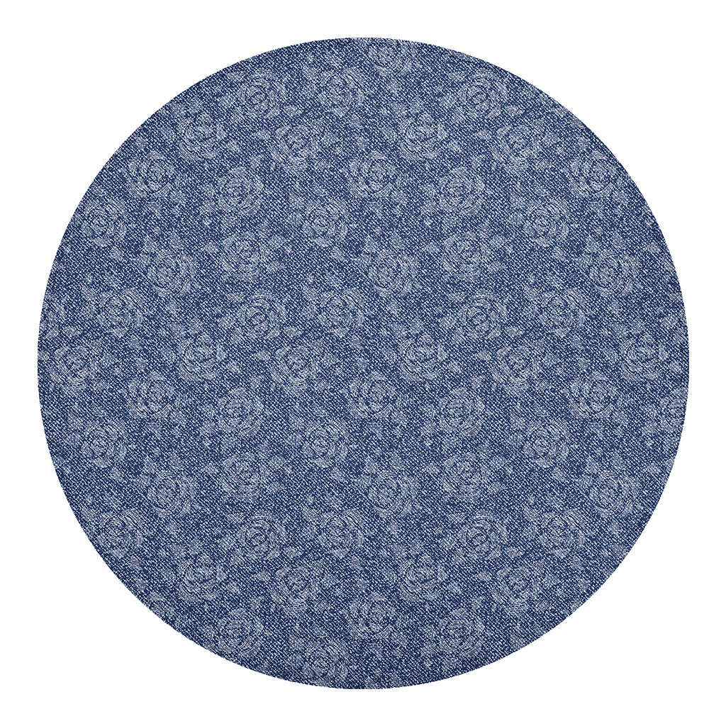 Rose Denim Jeans Pattern Print Round Blanket