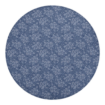 Rose Denim Jeans Pattern Print Round Blanket