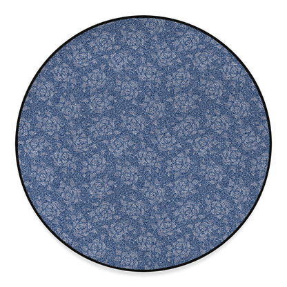 Rose Denim Jeans Pattern Print Round Floor Mat