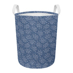 Rose Denim Jeans Pattern Print Round Laundry Basket