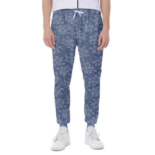 Rose Denim Jeans Pattern Print Scuba Joggers