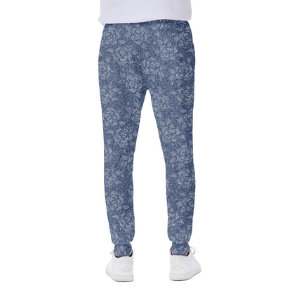 Rose Denim Jeans Pattern Print Scuba Joggers