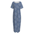 Rose Denim Jeans Pattern Print Short Sleeve Long Nightdress