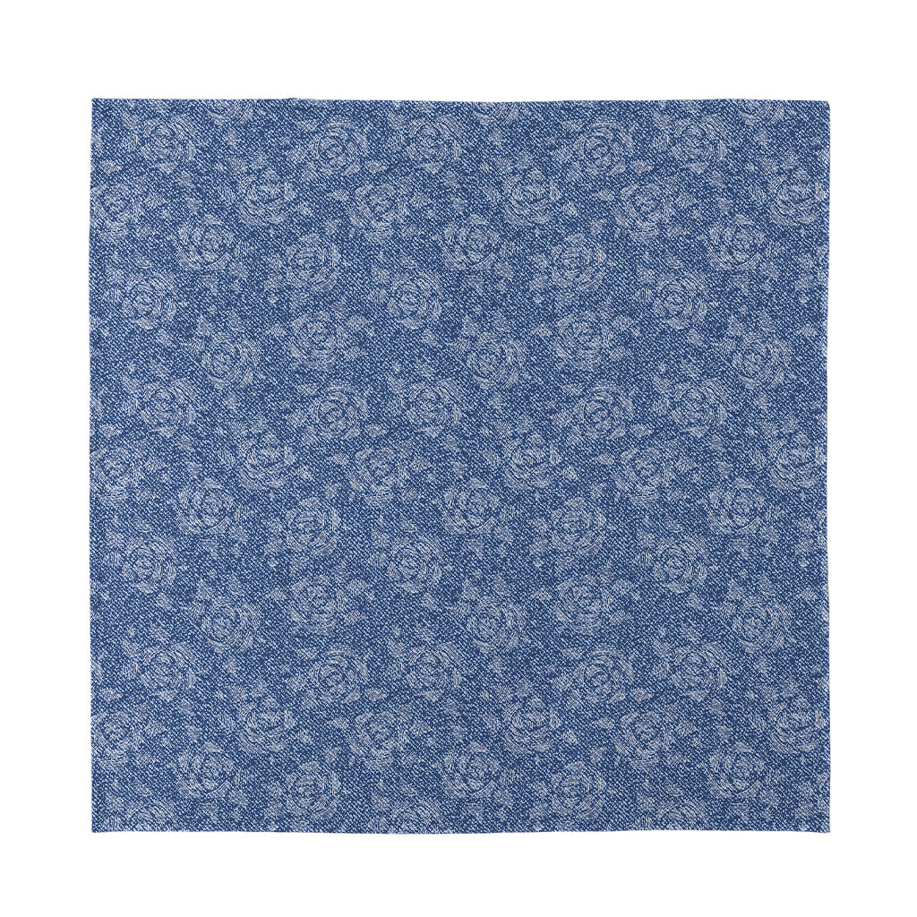 Rose Denim Jeans Pattern Print Silk Bandana