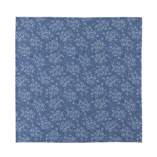 Rose Denim Jeans Pattern Print Silk Bandana