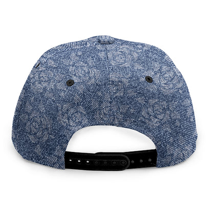 Rose Denim Jeans Pattern Print Snapback Cap