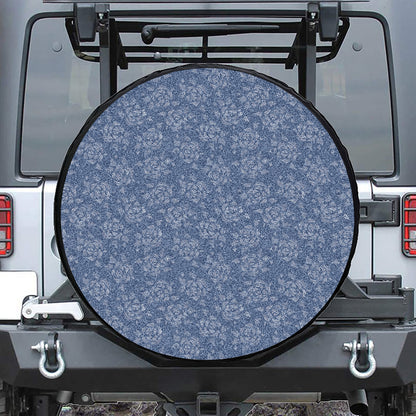 Rose Denim Jeans Pattern Print Tire Cover