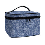 Rose Denim Jeans Pattern Print Travel Makeup Bag