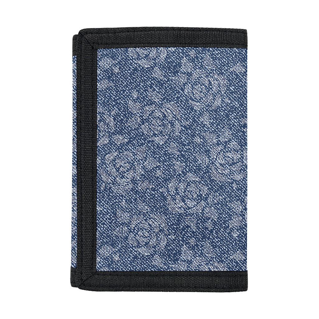 Rose Denim Jeans Pattern Print Trifold Wallet