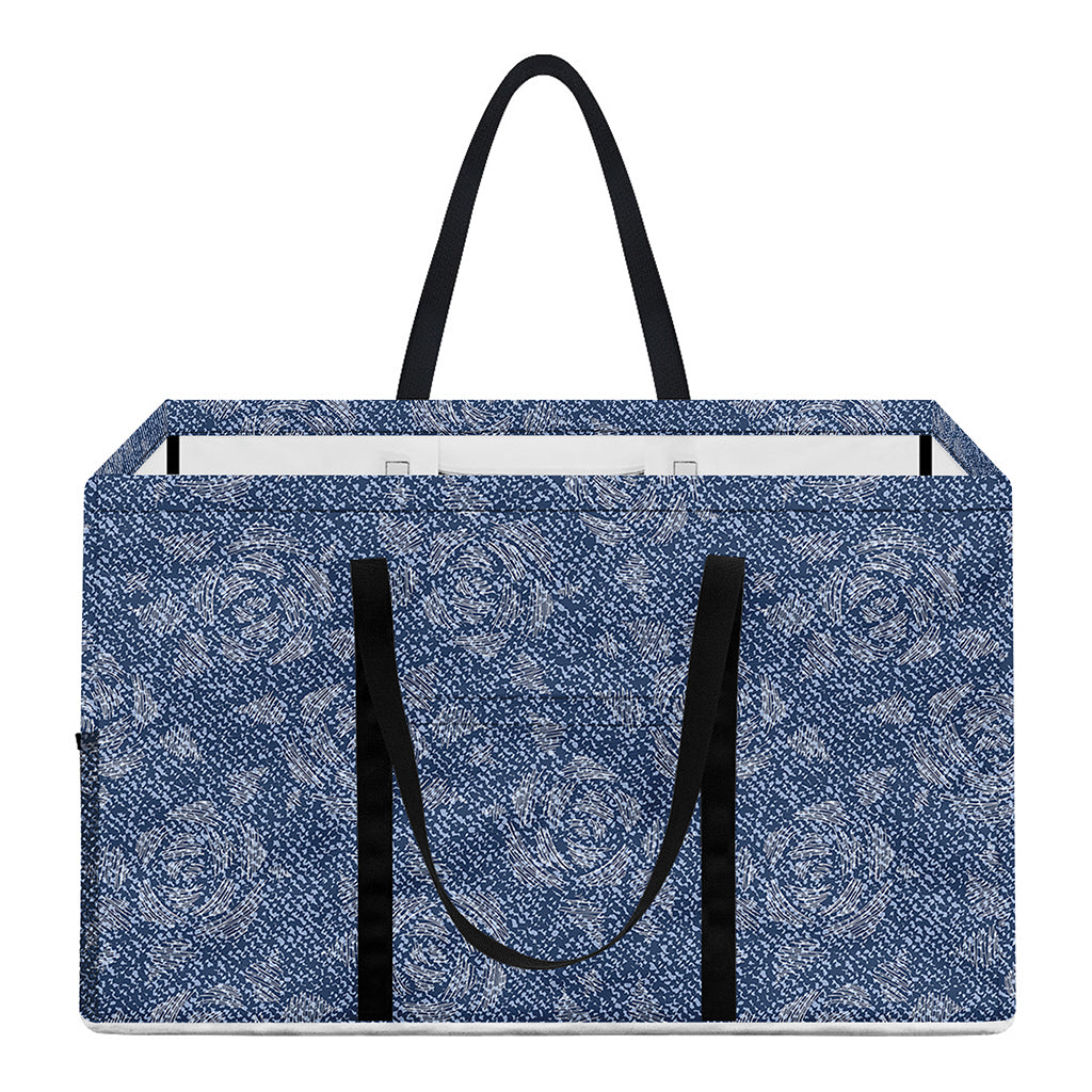 Rose Denim Jeans Pattern Print Utility Tote Bag
