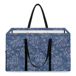 Rose Denim Jeans Pattern Print Utility Tote Bag