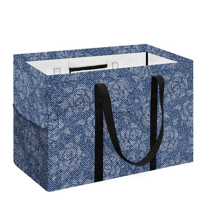 Rose Denim Jeans Pattern Print Utility Tote Bag