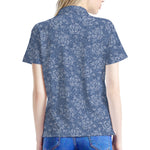 Rose Denim Jeans Pattern Print Women's Polo Shirt