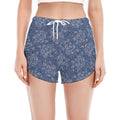 Rose Denim Jeans Pattern Print Women's Split Running Shorts