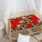 Rose Floral Sugar Skull Pattern Print Baby Crib Sheet