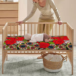 Rose Floral Sugar Skull Pattern Print Baby Crib Sheet