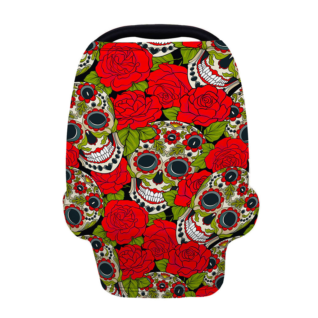 Rose Floral Sugar Skull Pattern Print Baby Seat Cover