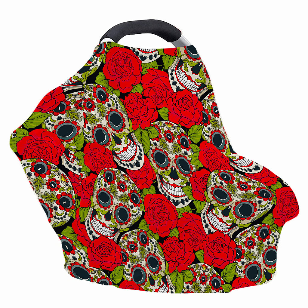 Rose Floral Sugar Skull Pattern Print Baby Seat Cover