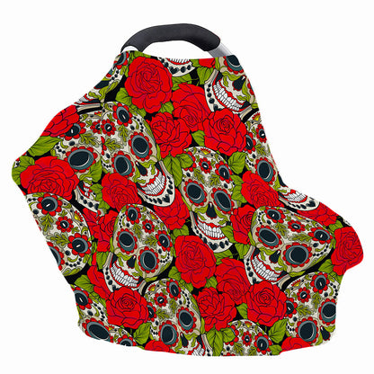 Rose Floral Sugar Skull Pattern Print Baby Seat Cover