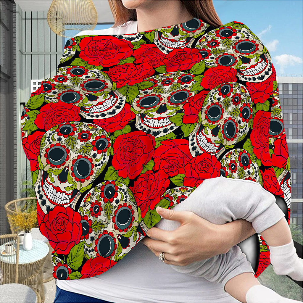 Rose Floral Sugar Skull Pattern Print Baby Seat Cover