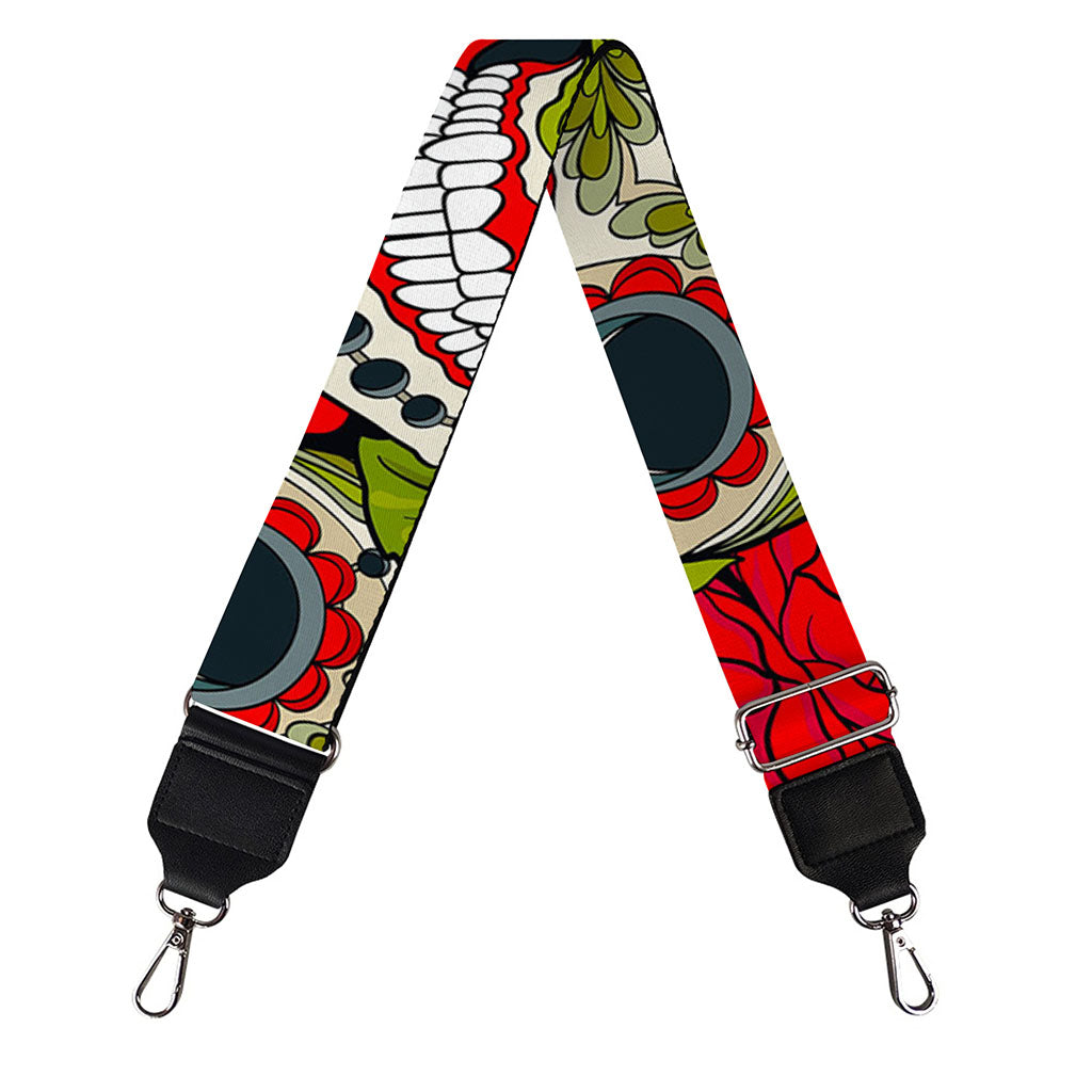 Rose Floral Sugar Skull Pattern Print Bag Strap