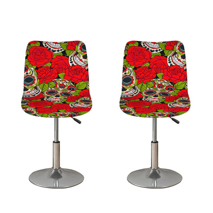Rose Floral Sugar Skull Pattern Print Bar Stool Covers