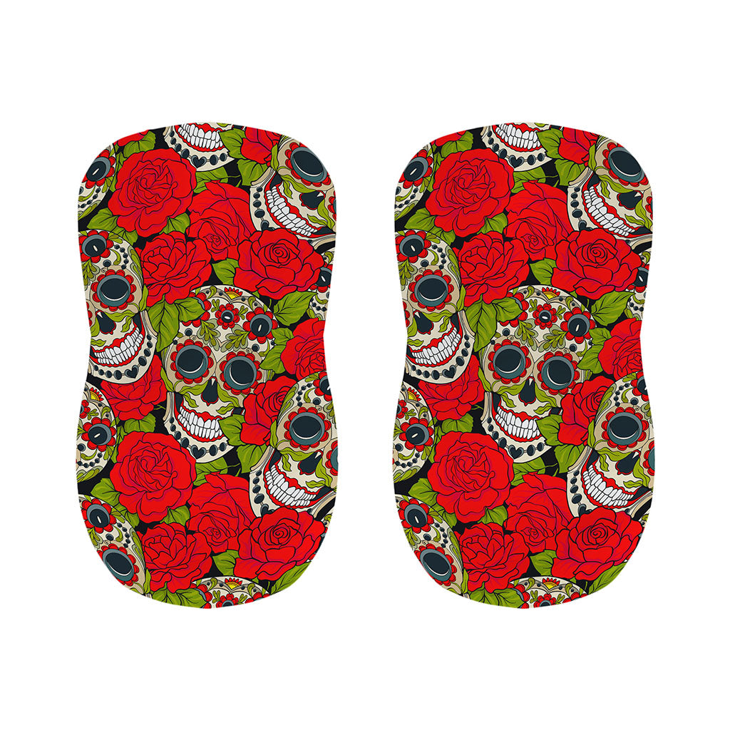 Rose Floral Sugar Skull Pattern Print Bar Stool Covers