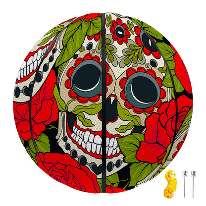 Rose Floral Sugar Skull Pattern Print Basketball