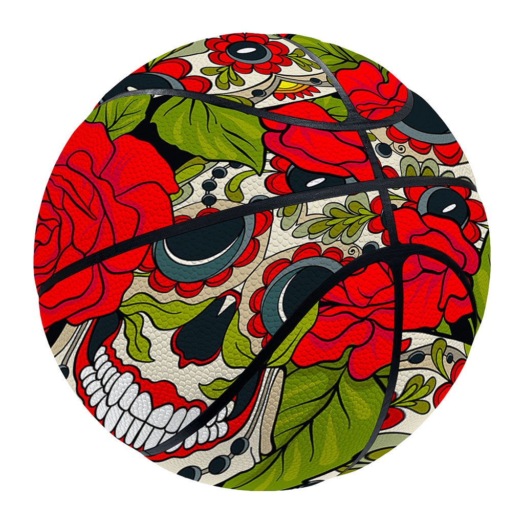 Rose Floral Sugar Skull Pattern Print Basketball