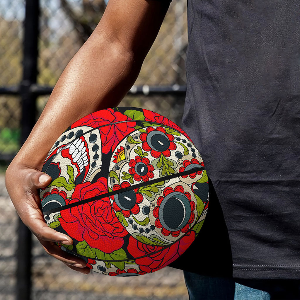 Rose Floral Sugar Skull Pattern Print Basketball