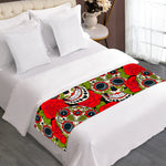 Rose Floral Sugar Skull Pattern Print Bed Runner