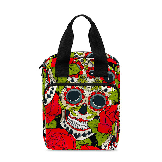 Rose Floral Sugar Skull Pattern Print Bible Tote Bag