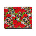 Rose Floral Sugar Skull Pattern Print Bifold Wallet
